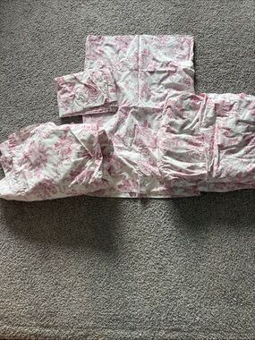 LoveShackFancy Pink Floral Home Bedding Sheet Set